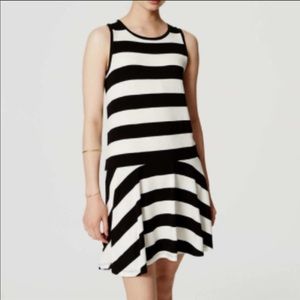Loft Black & White Stripe Sleeveless Dress XS